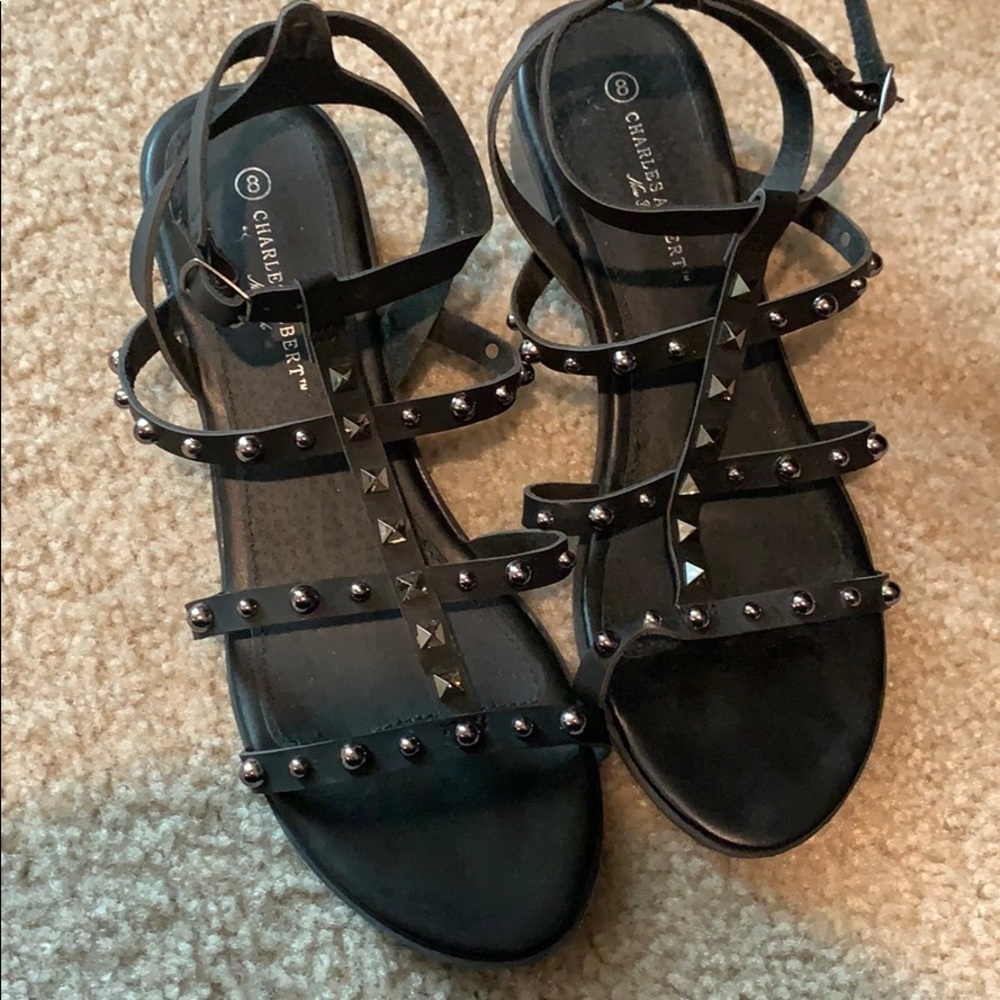 Black Sandals - Small Heel - New